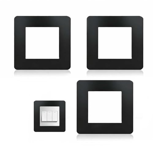 Hedayu 3 Pcs Light Switch Surround, Black Light Switch Cover Plates, Socket Surround, Self-Adhesive Acrylic Light Switch Sticker, Finger Plate Wall Protector for Home Decor