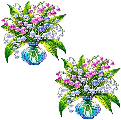Fönsterbilder självhäftande liljekonvalj blommor design, 2 stycken