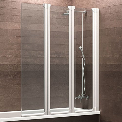 Schulte Badewannenaufsatz Duschabtrennung Badewanne Köln 3-teilig, 124 x 130 cm, Sicherheitsglas klar, Profile alpin-weiß