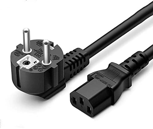 CABLEPELADO Cable de alimentación CPU | Enchufe Tipo F (CEE 7/4) 90° en Ángulo en Toma de Entrada C13 Enchufe | Sección 1 mm² | Ordenador, Monitor, Impresora | Negro | 3 Metros