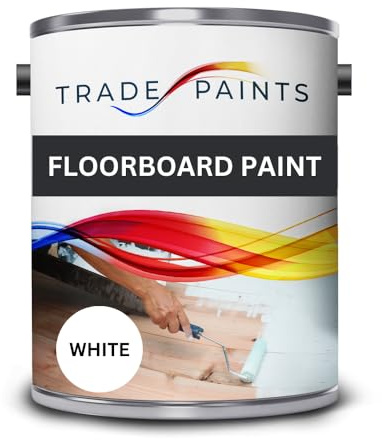 Trade Paints Floorboard Paint For Wooden Floors - White - 5L - Durable Attractive Satin Finish