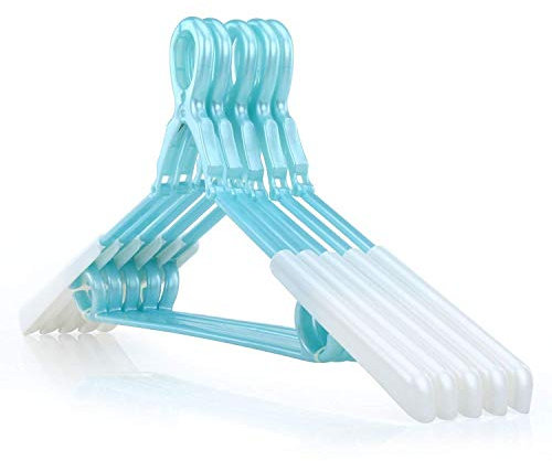 HANGERWORLD Pack of 10 Blue Plastic Windproof Coat Hangers 36cm Extends to 55cm