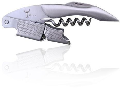 Stainless Steel Double-Hinged Corkscrew Wine Opener and Bottle Opener The Wine Key for Fine Dining Waiters, Servers, and Bartenders