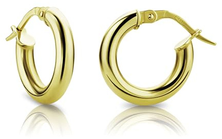 OROVI Ohrringe Gold- 14 karat (585) Gelbgold – Goldene Creolen Damen, Creolen Gold 16 mm, Hypoallergene goldene Ohrringe, Schmuck Damen, Goldschmuck hergestellt in Italien- inkl. edler Schmuckbox