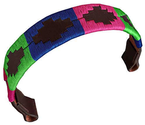 CARLOS DIAZ Designer Echtes Leder Gewachstes Besticktes Gaucho Polo Pferd Zaumzeug Stirnband (Großes (Pferd) 16 Zoll)