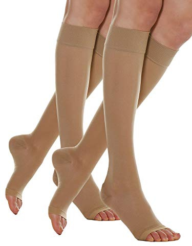 Relaxsan Basic 850A Medias a la rodilla 140 Den punta abierta compresión graduada 18-22 mmHg