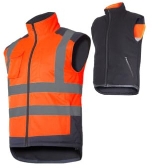 K&G Profi Arbeitsweste Lahti PRO L41314 ORANGE Herren Warm Weste Doppelseitige Warnweste Winterweste Herrenweste Bodywarmer Warmweste (2XL)