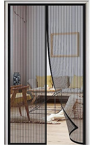 WAFWYY® Magnet Fly Screen Door Insect Protection, Installation Magnétique De Rideau Adhésif Sans Perçage, Fermeture Magnétique De Moustiquaire, Plein Cadre, 80x210CM