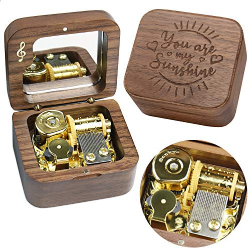 Sinzyo You are My Sunshine Speldosa Vintage Trä Jul Alla hjärtans dag Födelsedagspresent (Musikalisk notation trälåda Valnöt)