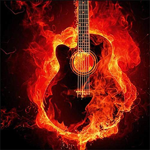 Yingxin34 3000 Stück Holzpuzzle für Erwachsene Kinder Gitarre in Flammen Große pädagogische intellektuelle Gemälde Puzzlespiel Spielzeug Geschenk für Home Wanddekoration Puzzle Bodenpuzzle