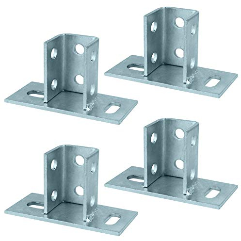 OTTFF 4 Pack 2 Slot U Post Base for 1-5/8 Square Strut Channel, Ground Floors Mount, 3/16 Thick