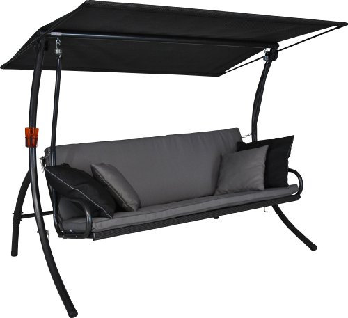 Angerer Freizeitmöbel GmbH Hollywoodschaukel Elegance Style - Gartenschaukel Made in Germany - Schaukel zum Sitzen, Liegen und Entspannen - inklusive Bett-Funktion - einfache Montage (Dunkelgrau)