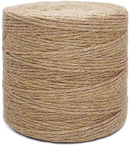 1000FT Jute Twine Rope 3mm Natural Thick Garden Twine String Heavy Duty for Gardening Bundling Crafts Arts Gift Wrapping Packing Material Wedding Christmas Decoration Bulk