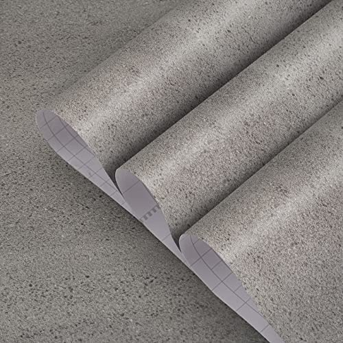 TOTIO Extra breite graue Kieselgur strukturierte Tapete, abziehbar, matt, dick, wasserdicht, selbstklebend, 80 x 398,8 cm, graue Vinylfolie, Beton-Zement-Look, selbstklebende Tapete, Möbelaufkleber