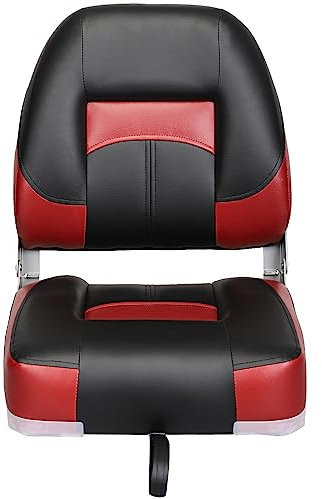ErgoSeat Zusammenklappbarer Bootssitz mit niedriger Rückenlehne, zweifarbig, Schwarz/Rot