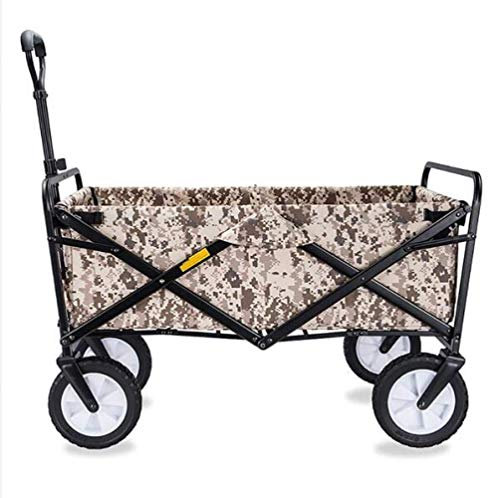 ZAANU Folding Camping Trolley with Liner - Festival Trolley with 4 Wheels, Portable Garden Trolley (C:brown)
