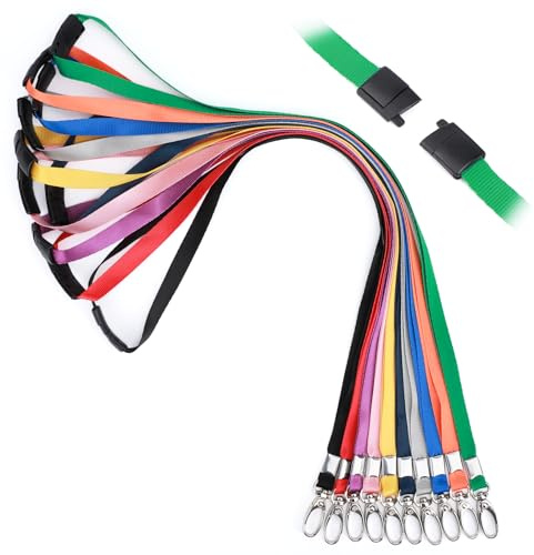 Segus Lanyard, 10 Piezas Llavero Cuello, Colgante para Llaves de Cuello con Clip de Seguridad, Cinta para Llaves con Hebillas Giratorias Metálicas, para Silbidos y Insignias