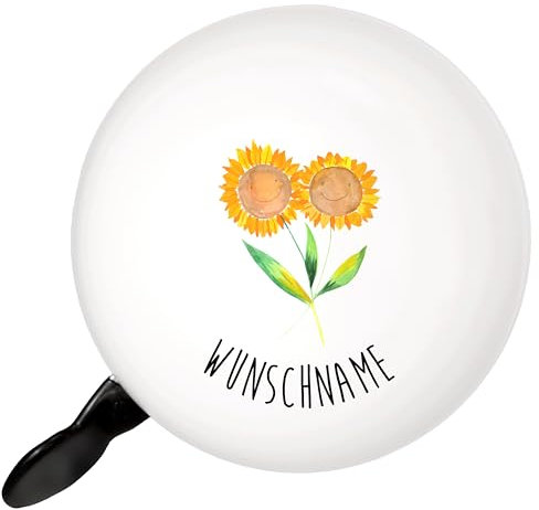 Mr. & Mrs. Panda Fahrradklingel Personalisiert Blume Sonnenblume - Personalisierte Geschenke, Vertrauen, klingel mit Namen, Fahrradglocke Wunschtext, Garten, Freundin, Zusammen, Beste, Sonnenblumen