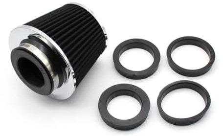Viviance Auto-Durchflussluftfilter Kaltluftansaug-Universalfilter mit 90 80 76 70 63MM Adaptern - Schwarz