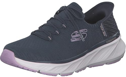 Skechers Damen Edgeride Impression Sneaker, Navy Knit/Lavender Trim, 40 EU