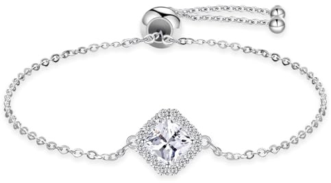 Tusuzik Armband Damen Silber 925 Damen Zirkonia Unendlichkeit Herz Armband Verstellbares Armbänder Geburtstag Muttertag Jahrestag Schmuck Geschenk für Frauen