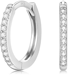 Ecripe 925 Sterling Silber Creolen Ohrringe Damen, Kleine Ohrringe Silber 925 mit Kubischer Zirkonia, Hypoallergen Silber Schlafen Kreolen Ohrringe für Frauen Mädchen
