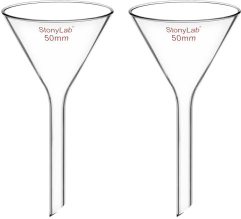 stonylab Glas Trichter, 2er Pack Schwerwandiges Borosilikatglas Kurzstiel Filtertrichter Labor Glaswaren, Durchmesser 50 mm