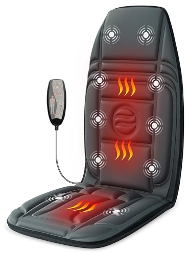 Heycool Back Massager with Heat, Targeted Vibration Massage Pad for Muscle Tension Relief, 10 Motors & 2 Heating Levels, Back and Lumbar Support for Recliners and Office Chairs