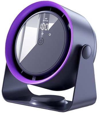 ToeWoe Ventiladores de Mesa Recargables Ventilador de Sobremesa Oscilante Sin Aspas de 6 con 5 Velocidades Pantalla LED Ventiladores de Pared para Casa, Oficina, Cocina(Purple)