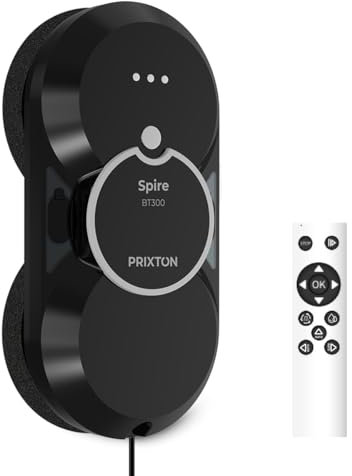 PRIXTON - Robot Limpiacristales BT300-2800 Pa - Automático y Manual - Mando a Distancia - Almohadillas de Recambio