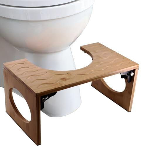 Lacers PurpleLine Toilettenhocker aus Bambus klappbar Ergonomischer WC-Hocker 400x250x205mm platzsparend langlebig umweltfreundlich Holz-Hocker für gesunde Darmfunktion Badezimmer Zubehör