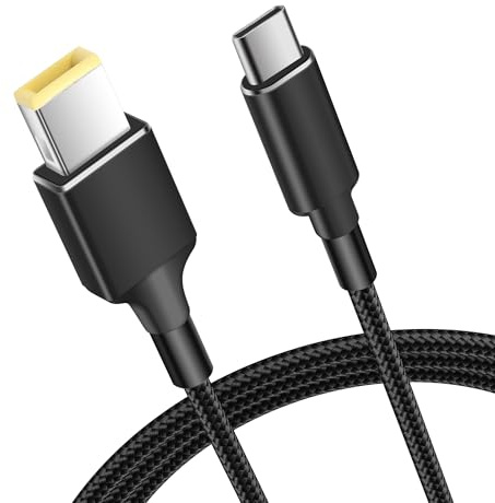 YAODHAOD USB C zu Slim Tip Laptop Ladekabel, 100W 20V 5A PD USB Typ C männlicher Eingang zum quadratischen Ladegerät Kompatibel mit Lenovo ThinkPad X1 Carbon T470s T460s T450 T450s 1.8m/5.9ft
