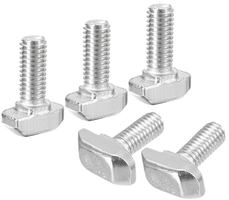 sourcing map 10Pcs T-Slot Bolts, M6 x 16mm Hammer Head Bolt T Screw Drop-in Stud for 3030 Series T-Slot Aluminum Extrusion Profile, 304 Stainless Steel, Silver