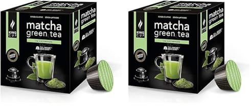 King Cup - 2 Paquet de 10 Capsules de Thé Matcha Sans Sucre, 10 Capsules 100% Compatible avec le Système Nescafè Dolce Gusto de Boisson Aromatisée Thé Matcha, Sans Gluten et Sans Lactose