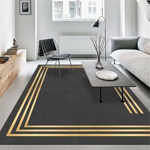 DJHWWD Teppich Waschbar In Waschmaschine Teppich Kinderzimmer Mädchen Bettumrandung Teppich Gelber Teppich mit modernem minimalistischem Design, Antifouling und Anti-Milben 200x250CM Dunkelgrau teppic