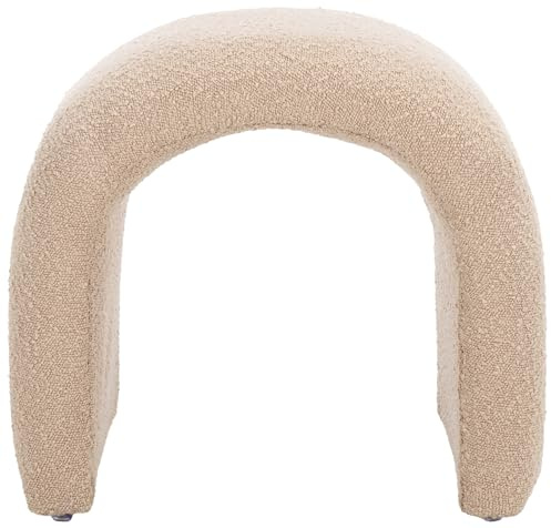 SAFAVIEH Home Collection Kibo Tan Boucle Waterfall Curved Ottoman (Fully Assembled)