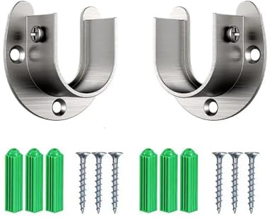 Rundrohr Halterung für Schrankrohr Stange,2 PCS Kleiderstange für Schrankhalterung Flansch Stangenhalter Stangenhalterung Kleiderstangenhalter mit Schrauben Wardrobe Rail Bracket