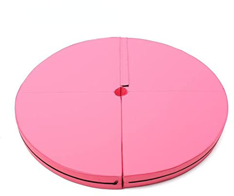 IEOWY Sicherheits-Crashpad für Pole Dance-Matte, faltbar, rund, dick, Fallschutz, Rutschhemmende Schutzmatte, Schutzmatte für Tanz, Fitness, Gymnastik, Yoga, Anfänger, Pink-Bezug, 150 x 10