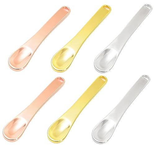 Zcbzbn Pack of 6 Cosmetic Spatulas, Multicolour Spatula, Metal Make-Up Spatula, Mini Makeup Spatula, Reusable Makeup Spatula for Creams, Masks, Moisturisers