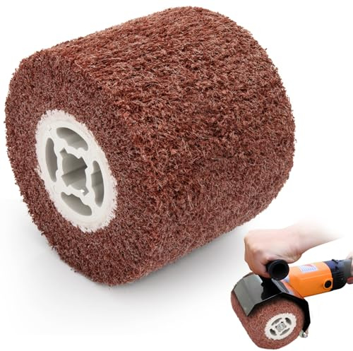 Spazzola A Rullo Abrasivo, Tamburo Per Lucidatura, Rullo Satinato Per Lucidatura Di Superfici In Legno E Metallo, spazzola in nylon per lucidatura, ø120x100x19mm, Grana 60/80/120/180/320 (A, 120#)