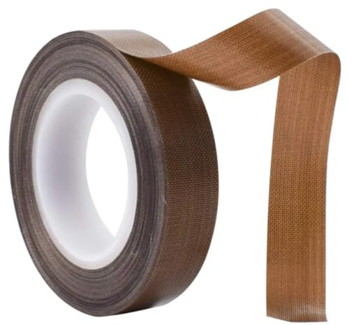 VENTRONIC Rollo Cinta Adhesiva de Teflón Baja Friccion cinta de Alta Temperatura,Resistente a la Abrasion,Rollo Ptfe,Fibra de Vidrio,Selladora al Vacio & Selladora Manual de Bolsas (1 x 13 mm) (13 mm)