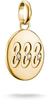 THOMAS SABO Charm Club Connect Charm-Anhänger Engelzahl mit Steinen 18k Vergoldung Recyceltes 925 Silber