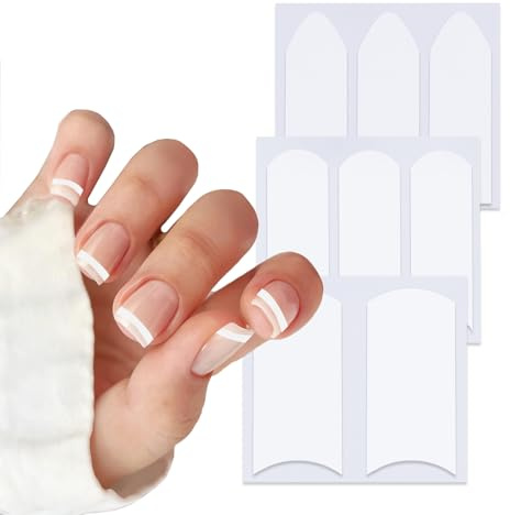 NICENEEDED 60 Feuille 2220 Bandes de Manucure Française Autocollants de Manucure Autocollants Sourire Blancs Guides de Décoration pour Ongles DIY Ruban Adhésif pour Ongles en Forme de V pour Femmes