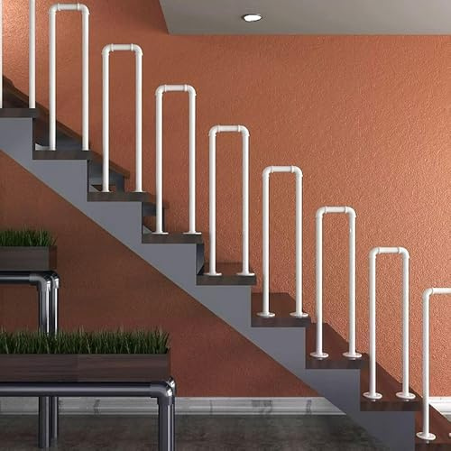 WYWY Corrimano a U in Ferro Battuto, per Scale Esterne e Scale Interne, Maniglione Antiscivolo per Veranda e Terrace (Confezione da 1)(White,55cm)