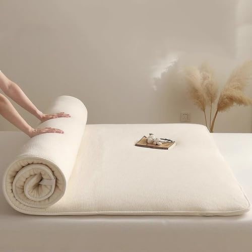 Japanische Futon-Matratze aus Baumwolle, dick & warm, tragbare Roll-Matratze, ideal für Camping & Reisen, weiche Bettwäsche (180 x 200 cm)