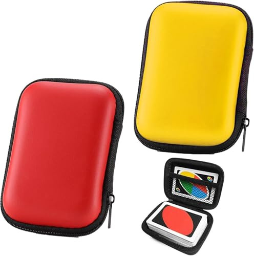 ASENTER 2Pcs Portable Waterproof Card Game Case - Compact & Shockproof EVA Storage Box, Playing Card Case, Case Cards, Playing Card Box(Red&Yellow)