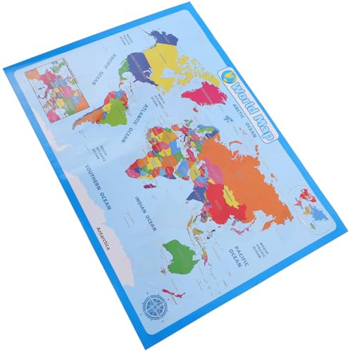 iplusmile Bunte Weltkarte Lernposter für Kinderzimmer und Klassenzimmer Strapazierfähiges Weltkartenposter zum Entdecken von Ländern und Flüssen