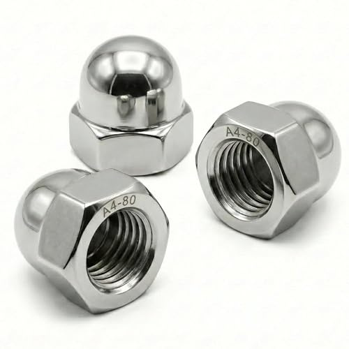 PRORAJE Dadi ciechi in acciaio inox M10 (set di 10) | Dado cieco esagonale DIN 1587 | Acciaio inossidabile A4-080 (V4A/AISI 316) | Cupola protezione viti Ø 10 mm