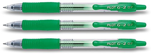 Pilot G2 Gelschreiber, einziehbar, Grün, 3 Stifte
