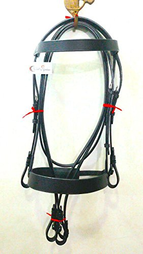 Cwell Equine PLAIN FLAT HUNT Cavesson Bridle LEATHER Reins - BLACK
